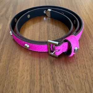 All Saints Genuine Cowhide Pink Leather Belt with Studs